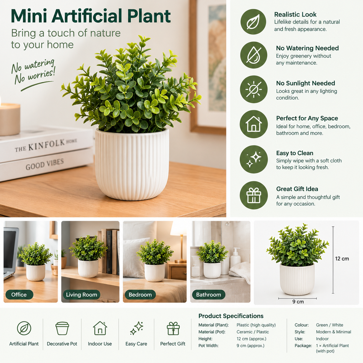 Mini Artificial Plant with Decorative Pot – Modern Home Décor
